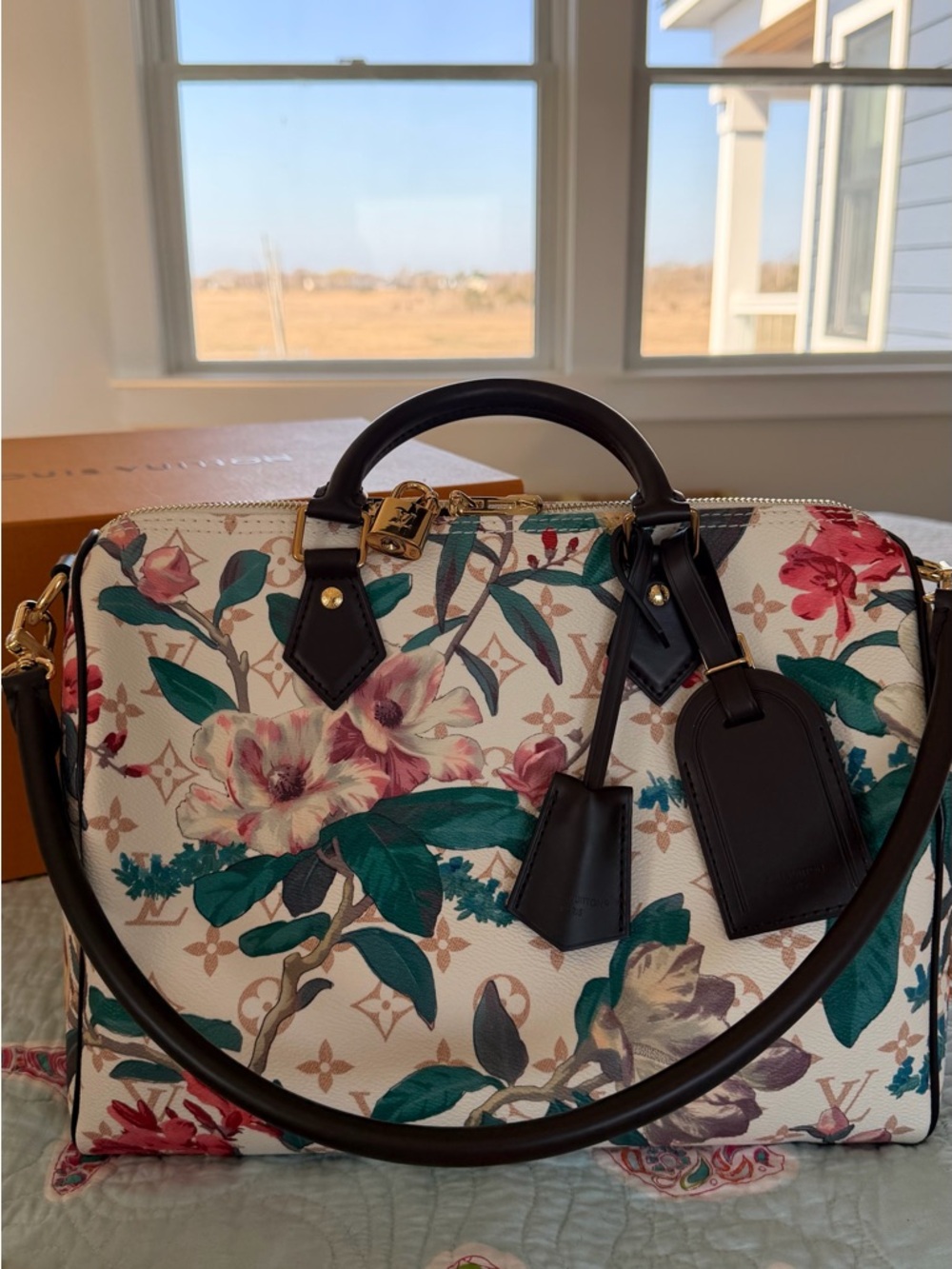 NWT...Louis Vuitton Soft Speedy 30 Eden White with Green and Pink Accents - Picture 15 of 15